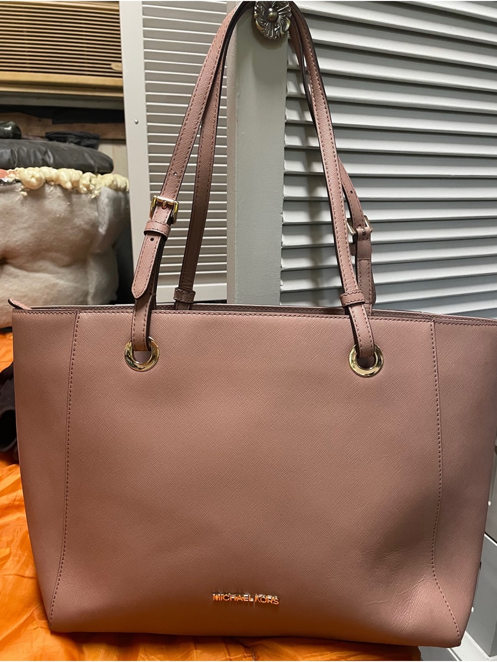 Michael Kors Blush Pink Leather Tote with Gold Hardware
